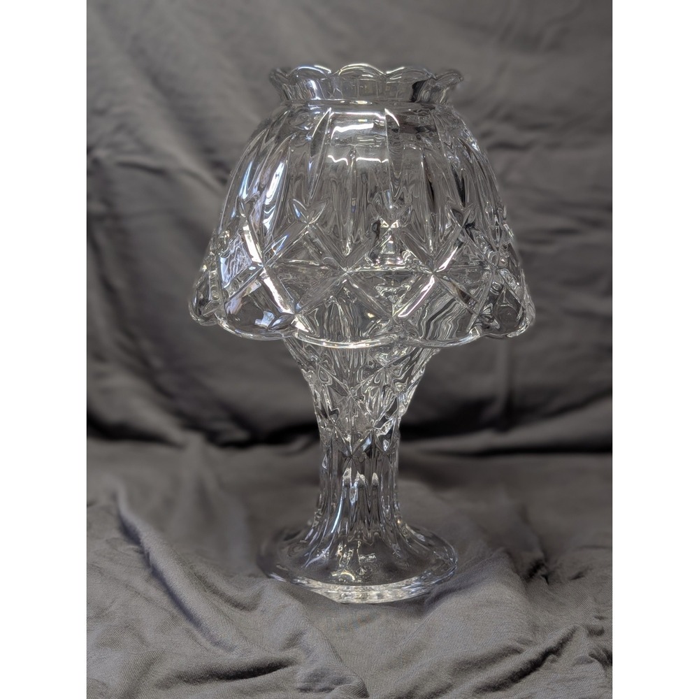 Vintage Pedestal Fairy Lamp Anna Hutte Bleikristall Lead Crystal Clear 9" Tall